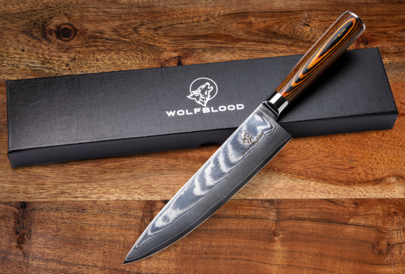 Wolfblood Zeuß Set Santoku Damastmesser Küchenmesser Kochmesser Officemesser